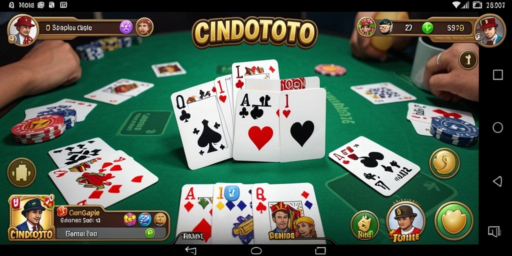 Screenshot utama CINDOTOTO menampilkan gameplay Gaple yang seru dan interaktif.