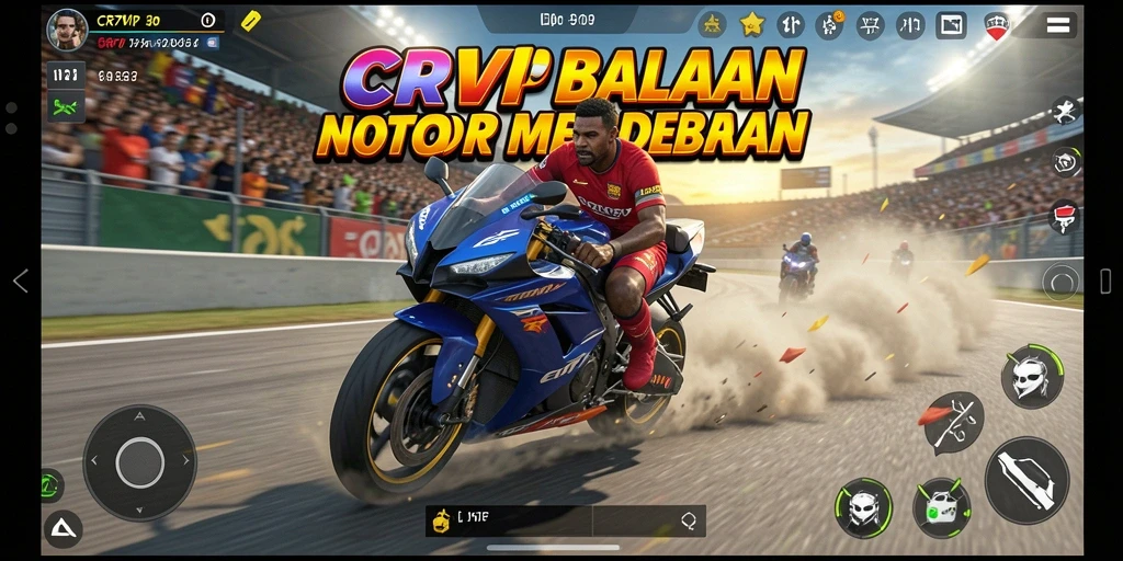 Tampilan gameplay mendebarkan dari permainan motor racing CR7VIP.