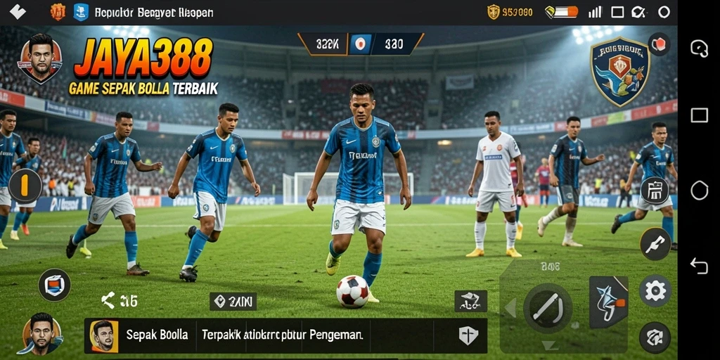 Tampilan gameplay <strong>JAYA388</strong> yang mendebarkan di lapangan sepak bola.