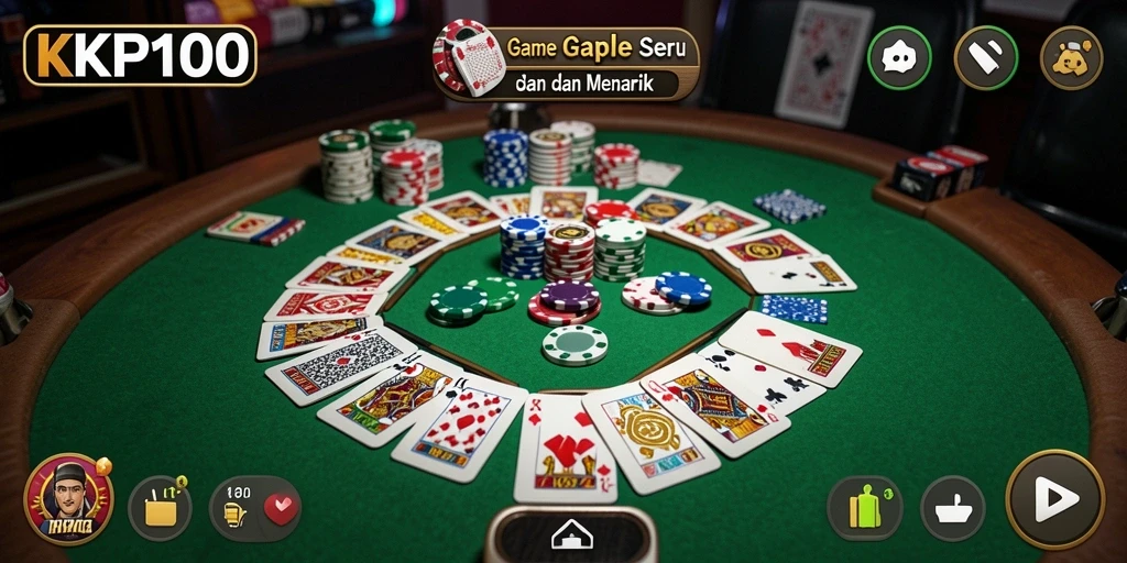 Tampilan gameplay KPK100 yang seru saat bermain Gaple.